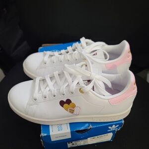 Adidas Kids' White and Pink Sneakers